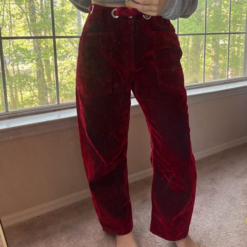 We The Free Moxie Flocked Pull-On Barrel Jeans